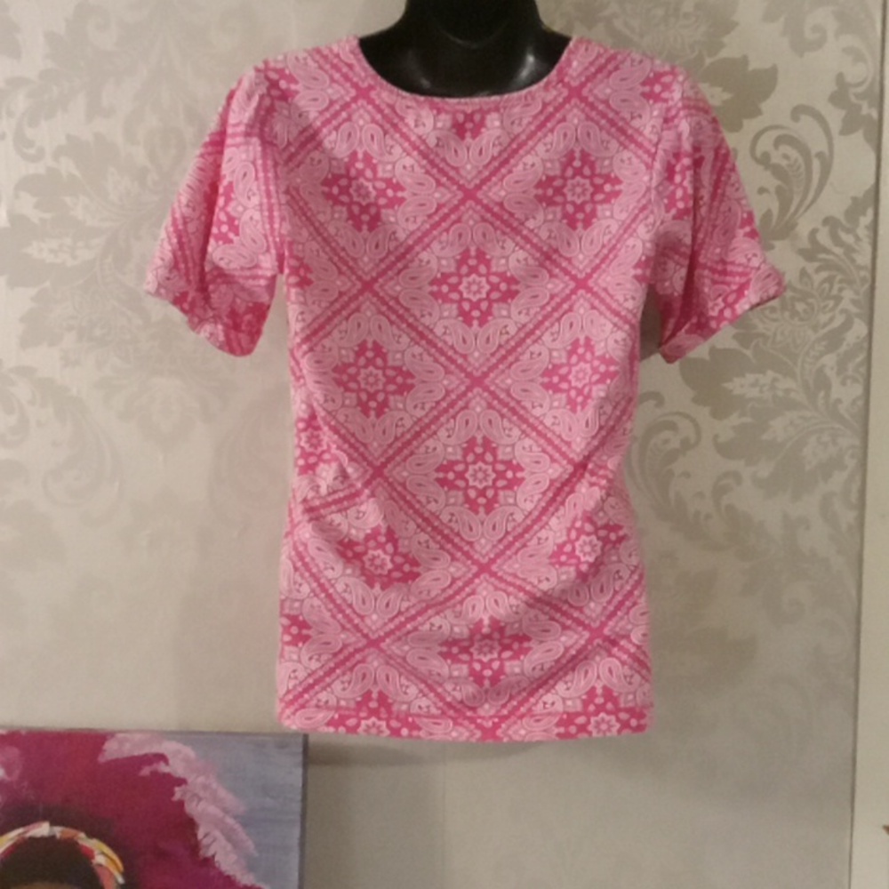 Denim&Co Pink Cuffed Sleeve Boxy Tee - Picture 3 of 5